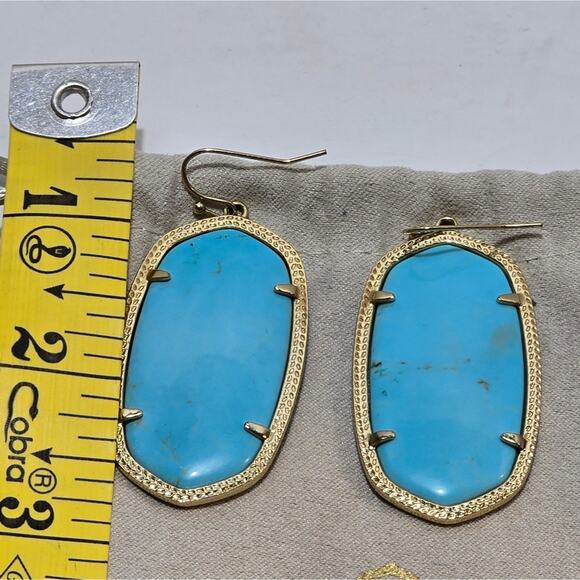 Kendra Scott Veined Turquoise? and Gold Danielle Dangle Earrings - Picture 2 of 5